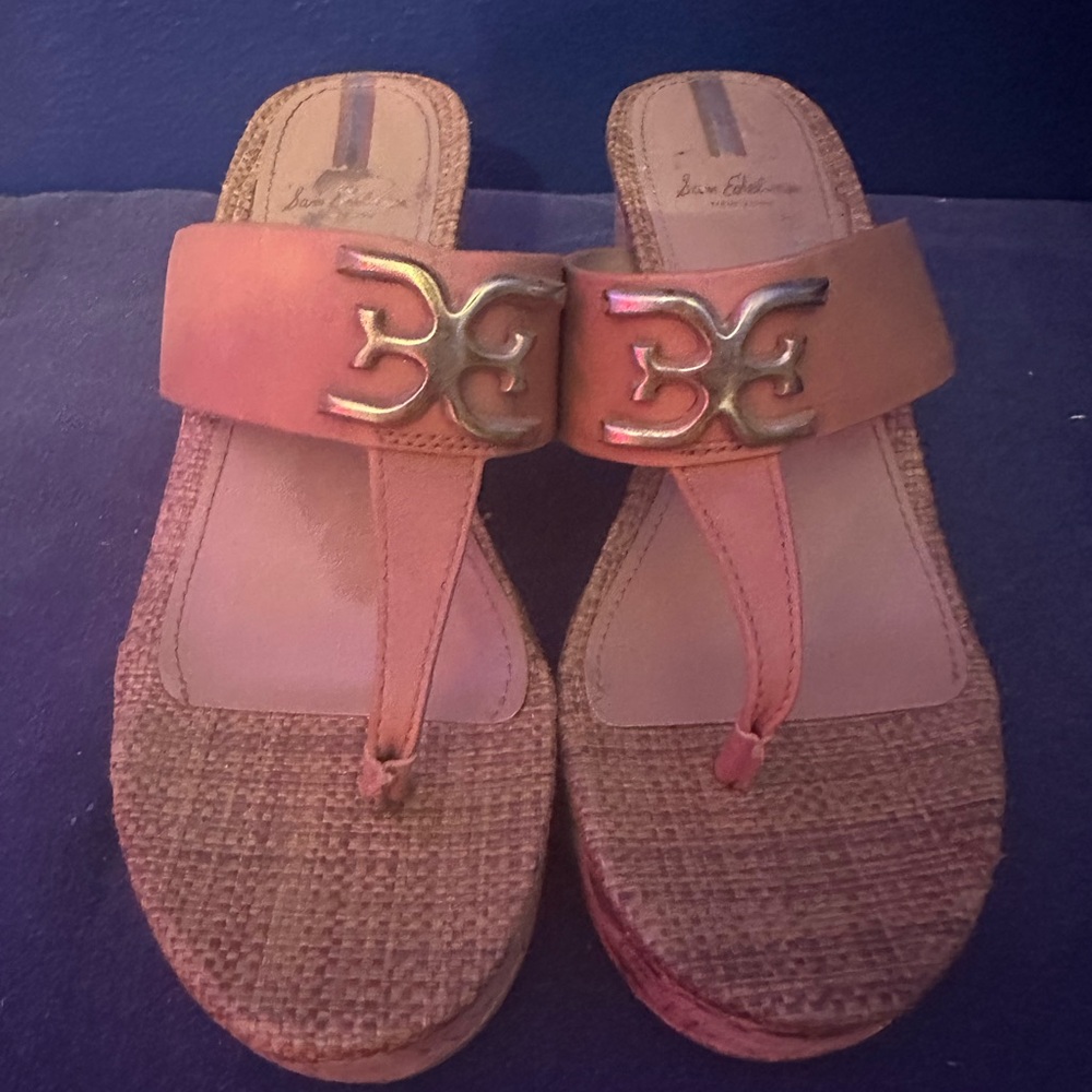 Sam Edelman Brown Sandals with Metallic Embellishments